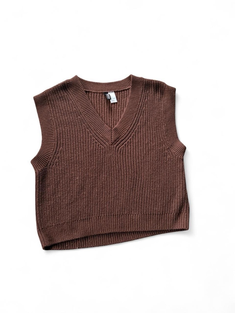 H&M Chocolate Brown Ribbed Knit Sweater Vest